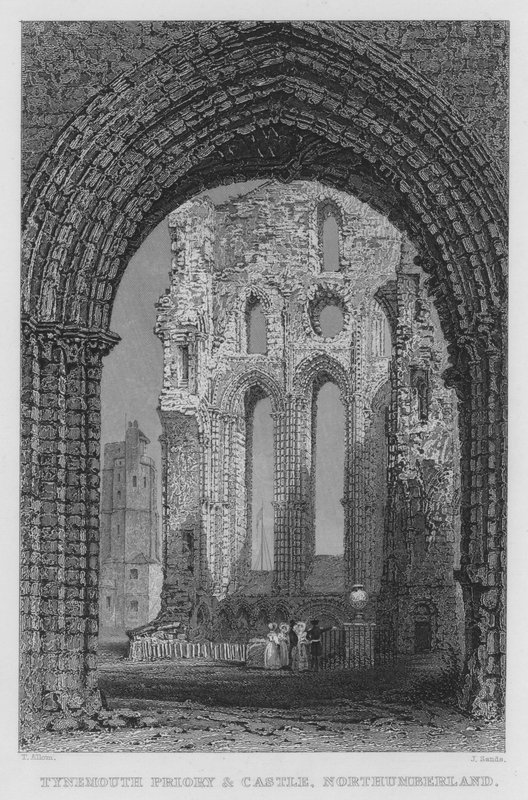 Tynemouth Priory and Castle, Northumberland (gravering) af Thomas (after) Allom