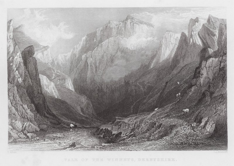 Vale of the Winnets, Derbyshire (gravering) af Thomas (after) Allom