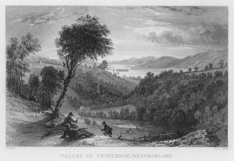Valley of Troutbeck, Westmorland (gravering) af Thomas (after) Allom