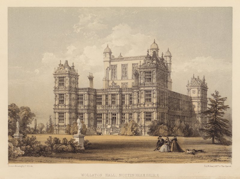 Wollaton Hall, Nottinghamshire (akvatint) af Thomas (after) Allom