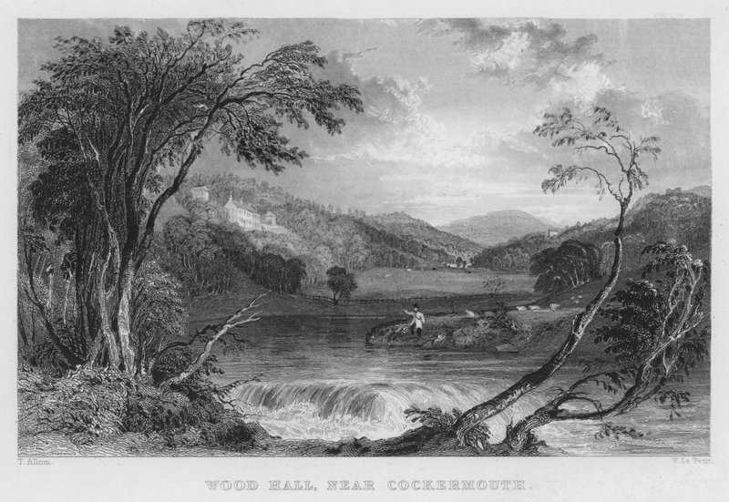 Wood Hall, nær Cockermouth (gravering) af Thomas (after) Allom
