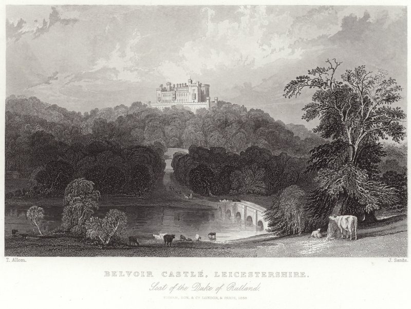 Belvoir Castle i Leicestershire af Thomas Allom