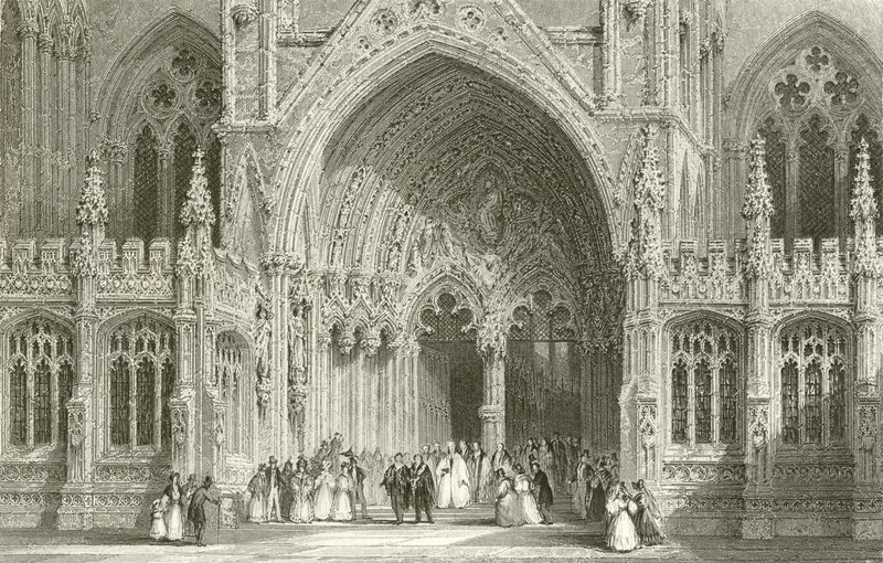 Indgang til Lincoln Cathedral af Thomas Allom