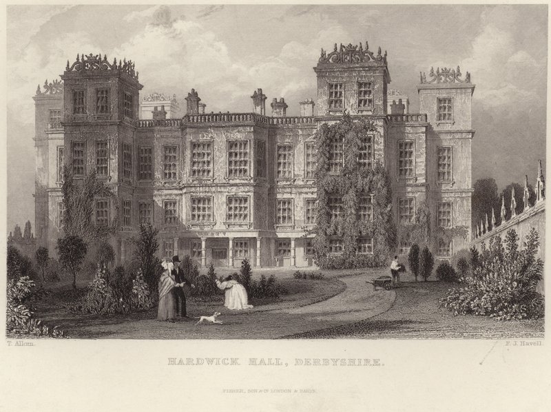 Hardwick Hall i Derbyshire af Thomas Allom