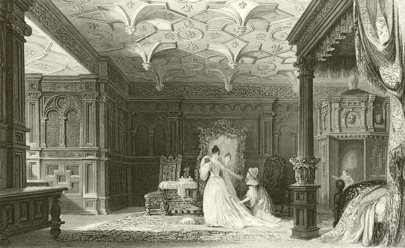 Interiør af Sizergh Hall, Westmorland af Thomas Allom