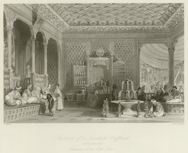 Interiør af et tyrkisk cafeteria af Thomas Allom
