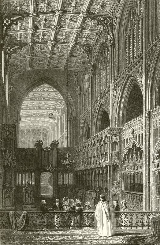 Interiør af Collegiate Church, Manchester af Thomas Allom