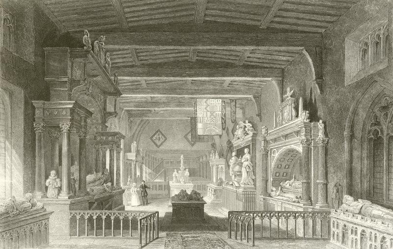 Monumenter til Earls of Rutland i Bottesford Church, Leicestershire af Thomas Allom