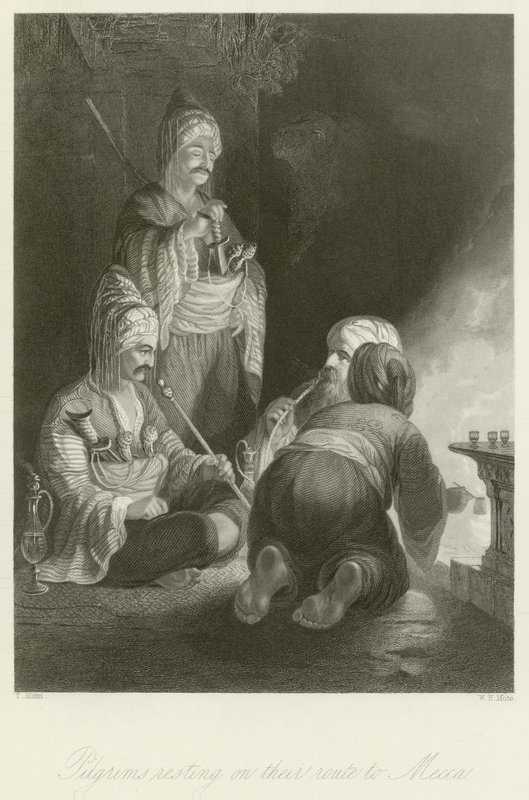 Pilgrimme hviler på deres rute til Mekka af Thomas Allom
