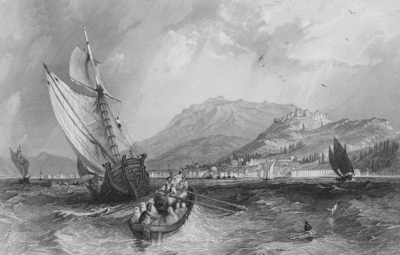 Smyrna, fra havnen, Lilleasien af Thomas Allom