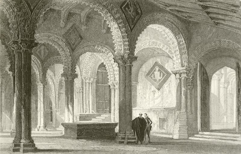 The Galilee, West End af Durham Cathedral af Thomas Allom