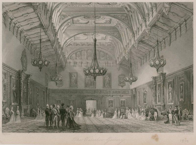 Waterloo Gallery, Buckingham Palace. Udgivet 1840 af Thomas Allom
