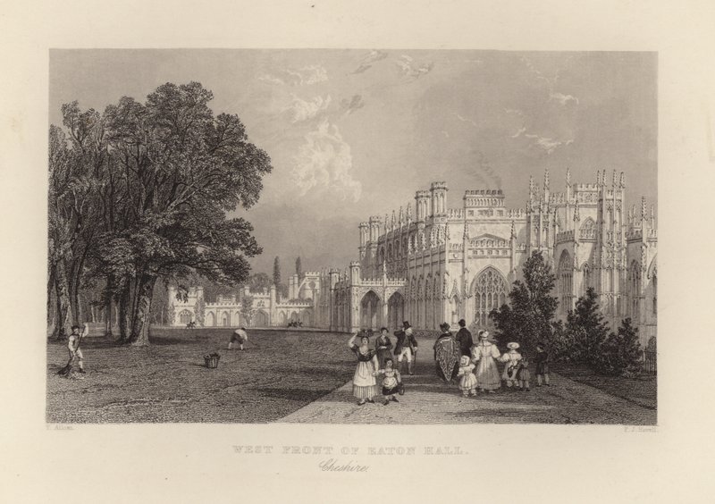 Vestfronten af Eaton Hall af Thomas Allom