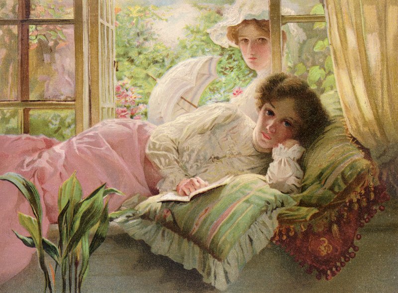Mors hviletid (farve litho) af Thomas Benjamin Kennington