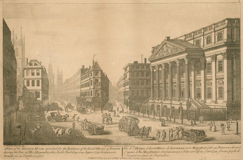 Et billede af Mansion House, der er indrettet til residens for Londons borgmester af Thomas Bowles