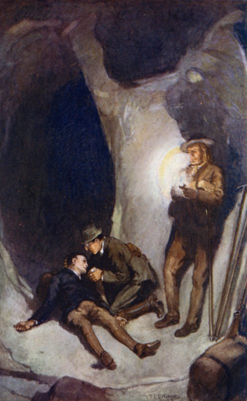 Illustration til A Journey to the Center of the Earth af Jules Verne (farve litho) af Thomas Cantrell Dugdale