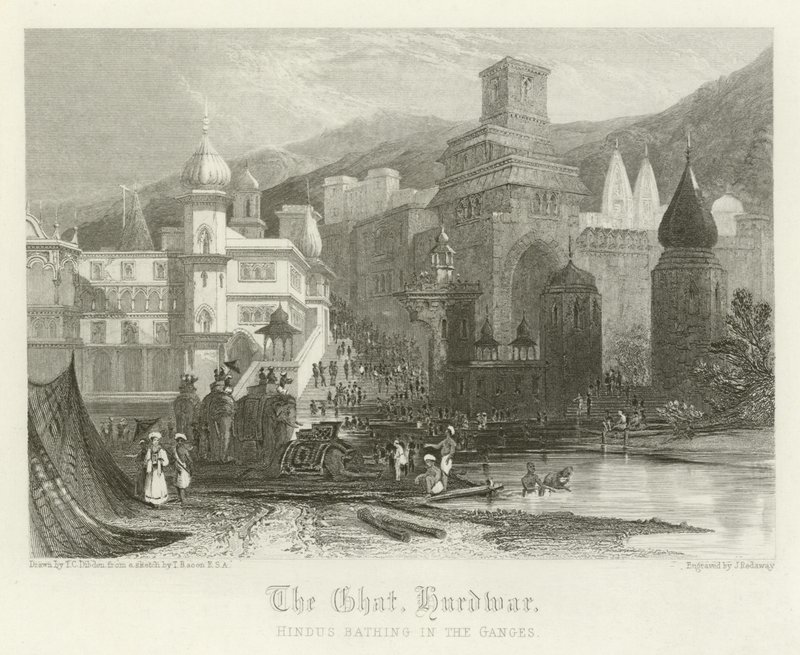 The ghat, Hurdwar, Indien af Thomas Colman Dibdin