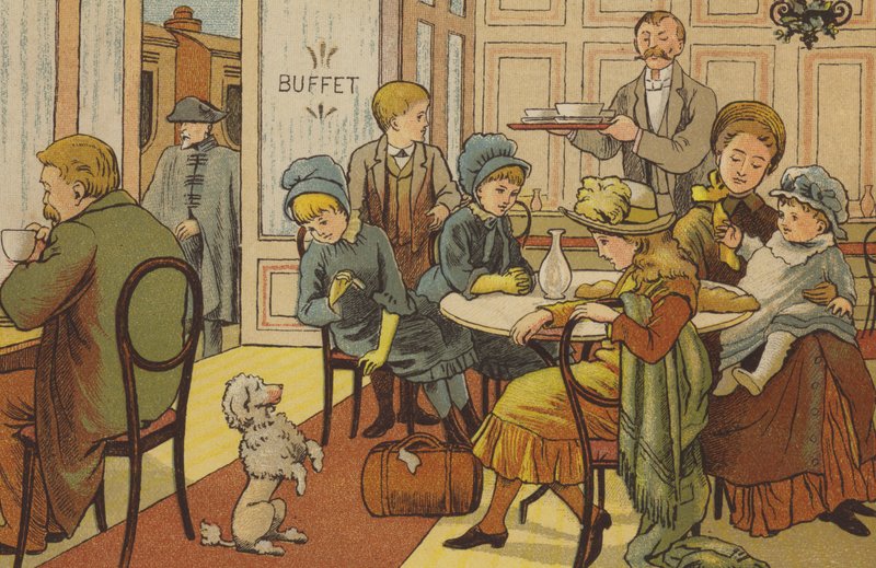 Boulogne: buffeten (farve litho) af Thomas Crane