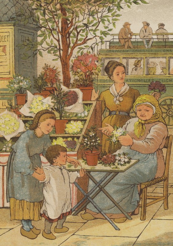 Paris: en blomsterbod (farve litho) af Thomas Crane