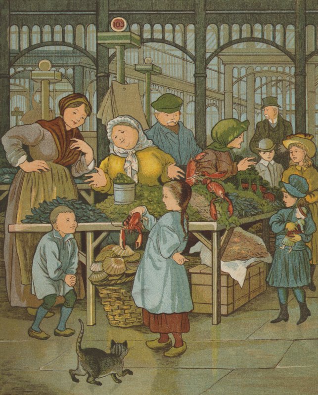 Paris: markederne (farve litho) af Thomas Crane