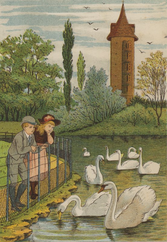 Paris: svanerne (farve litho) af Thomas Crane