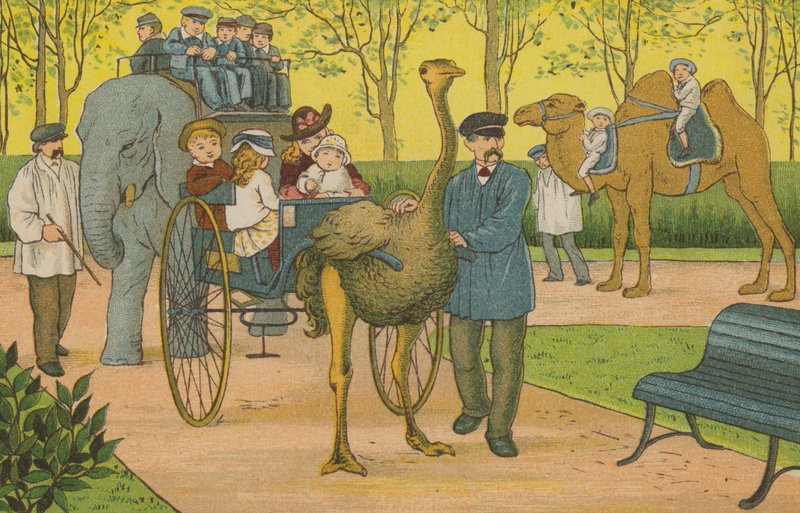 Paris: zoologisk have (farve litho) af Thomas Crane