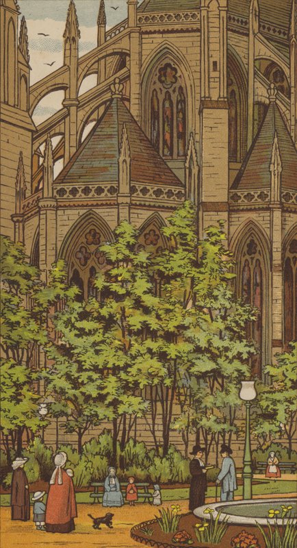 Rouen: Church of St Ouen (farve litho) af Thomas Crane