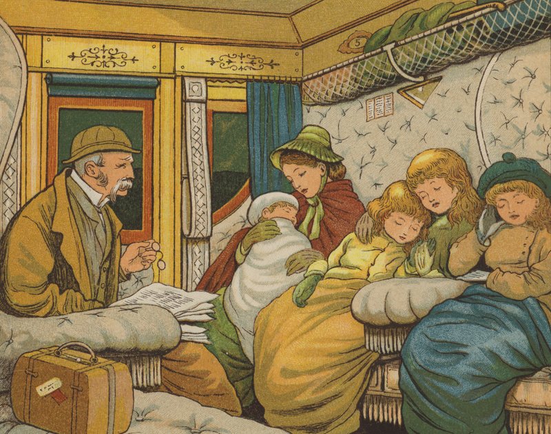 Natterejsen til Calais (farve litho) af Thomas Crane