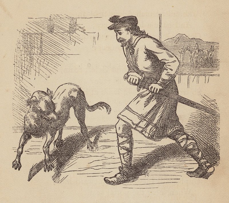 Llewellyn og hans hund (koloreret stik) af Thomas Dalziel