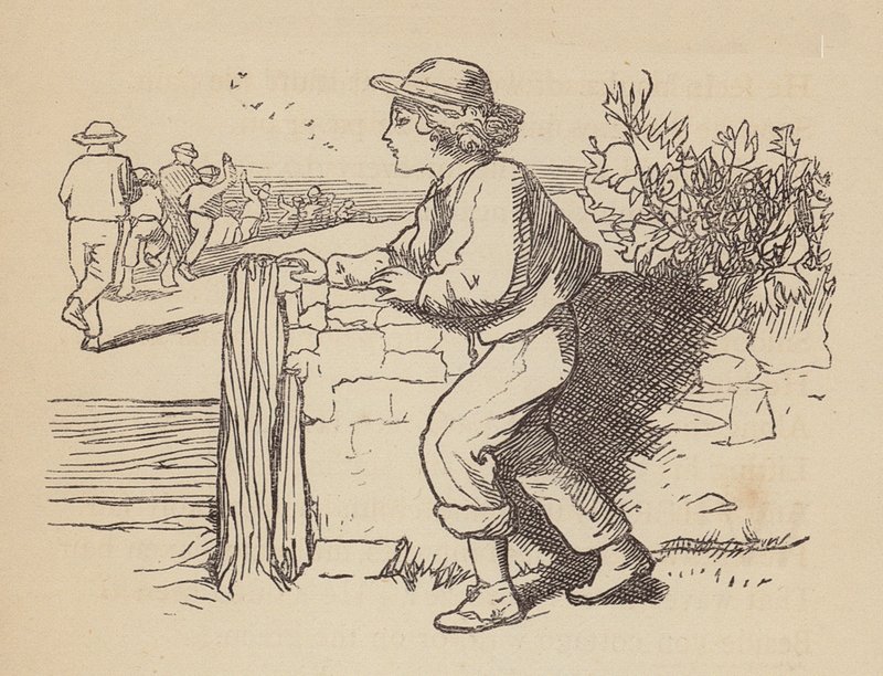 Det blinde barn (koloreret kobberstik) af Thomas Dalziel
