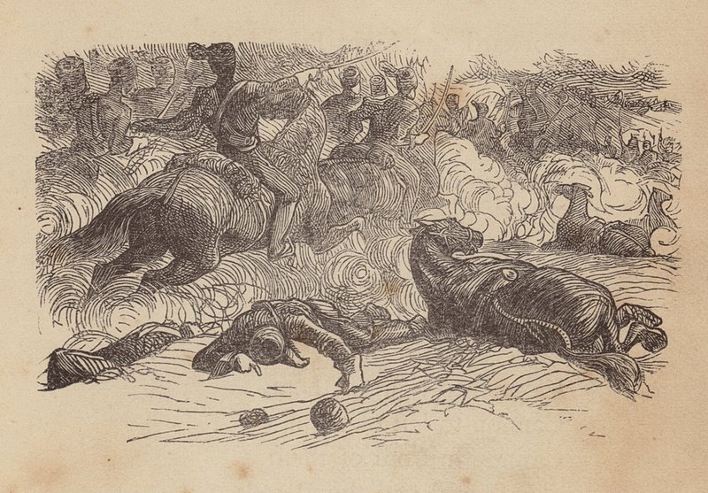 Den lette brigades angreb (koloreret gravure) af Thomas Dalziel