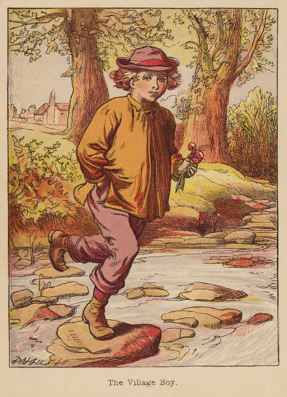 The Village Boy (farvelagt kobberstik) af Thomas Dalziel