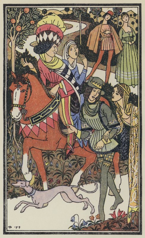 Illustration til Boccaccios Dekameron (farvelitografi) af Thomas Derrick