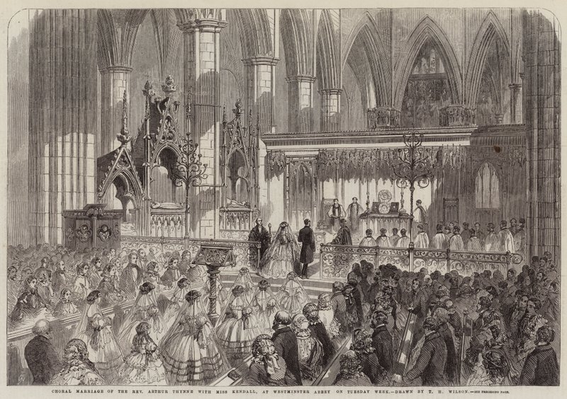 Korbryllup af pastor Arthur Thynne med Miss Kendall, i Westminster Abbey tirsdag uge af Thomas Harrington Wilson