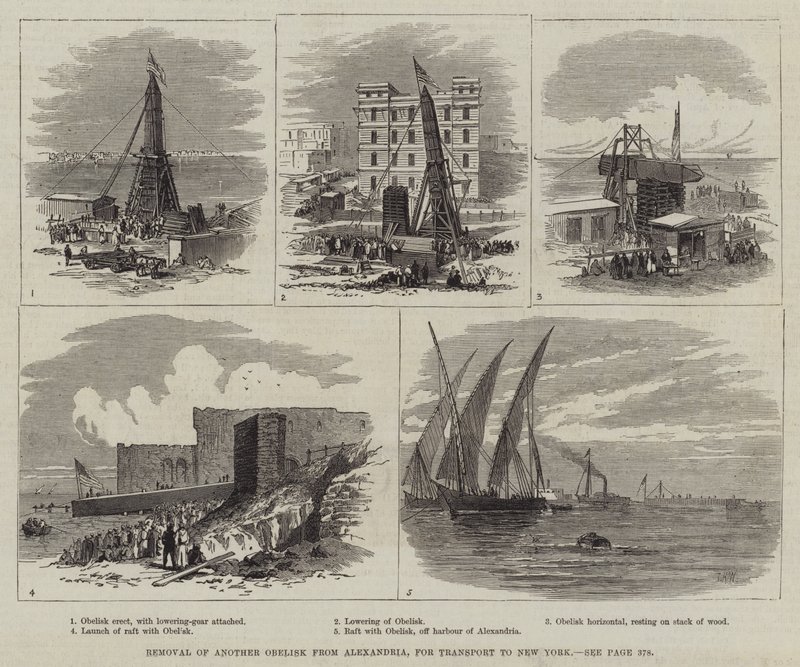 Fjernelse af en anden obelisk fra Alexandria, for transport til New York af Thomas Harrington Wilson