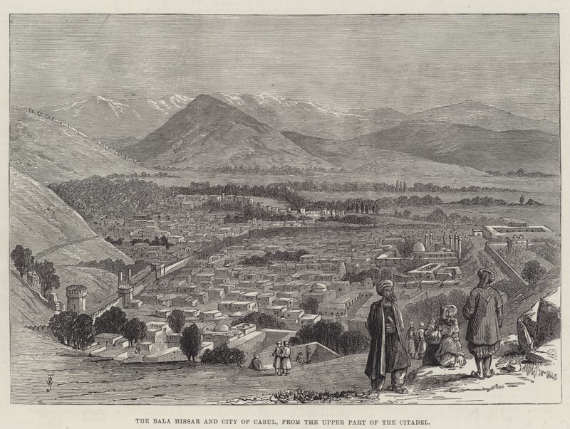 Bala Hissar og byen Cabul, fra den øvre del af citadellet af Thomas Harrington Wilson