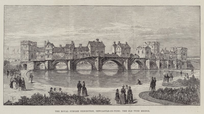 Royal Jubilee Exhibition, Newcastle-on-Tyne, Old Tyne Bridge af Thomas Harrington Wilson