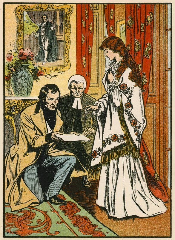 Gud bevare dronningen. Dronning Victorias tiltrædelse (farvelitografi) af Thomas Heath Robinson
