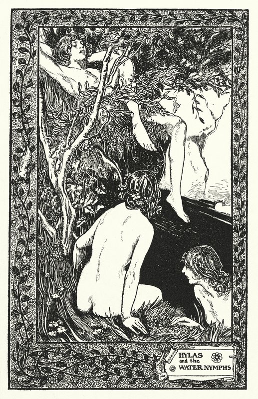 Hylas og vandnymferne (litografi) af Thomas Heath Robinson
