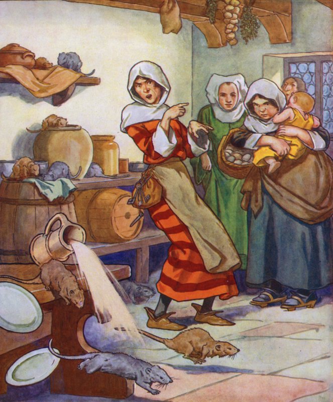 Illustration til Rottefængeren fra Hameln (farvelitografi) af Thomas Heath Robinson