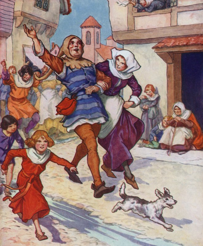 Illustration til Rottefængeren fra Hameln (farvelitografi) af Thomas Heath Robinson