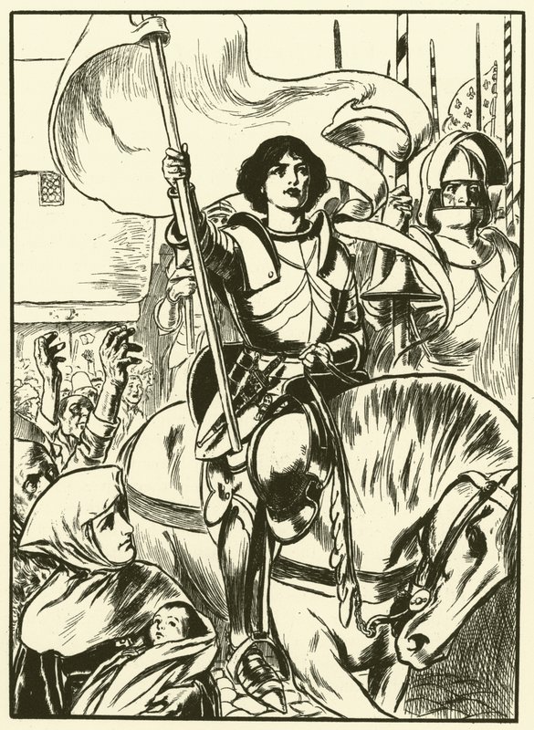 Joan i spidsen for hæren (kobberstik) af Thomas Heath Robinson