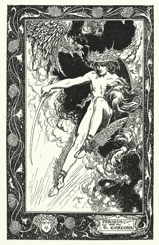 Perseus og gorgoner (litografi) af Thomas Heath Robinson