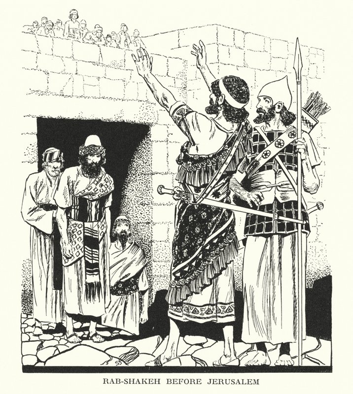 Rab-Shakeh foran Jerusalem (litografi) af Thomas Heath Robinson