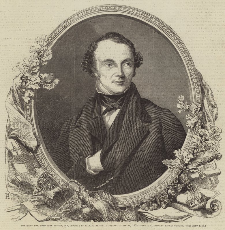 The Right Honorable Lord John Russell, MP, minister for England ved Wienerkonferencen, 1855 af Thomas Heathfield Carrick