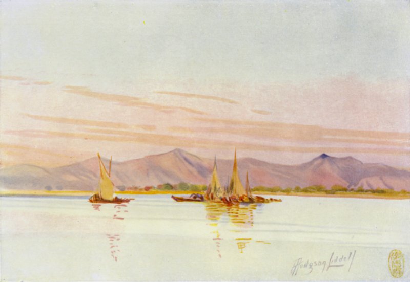 I nærheden af Canton, fiskerbåde på Pearl River af Thomas Hodgson Liddell