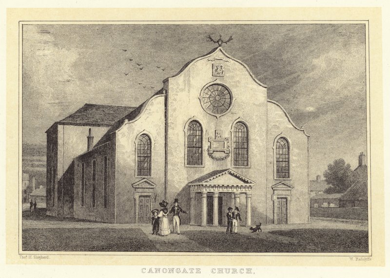 Canongate Church (gravering) af Thomas Hosmer (after) Shepherd