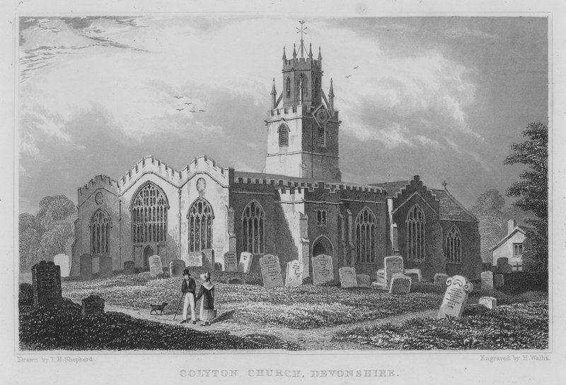 Colyton Church, Devonshire (gravering) af Thomas Hosmer (after) Shepherd