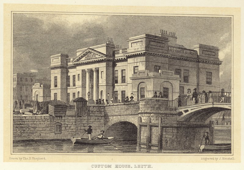 Custom House, Leith (gravering) af Thomas Hosmer (after) Shepherd