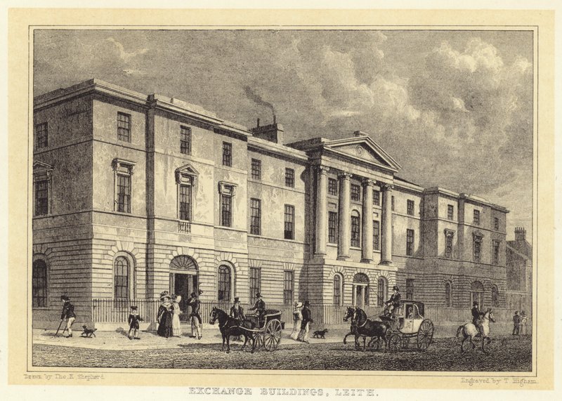 Exchange Buildings, Leith (gravering) af Thomas Hosmer (after) Shepherd